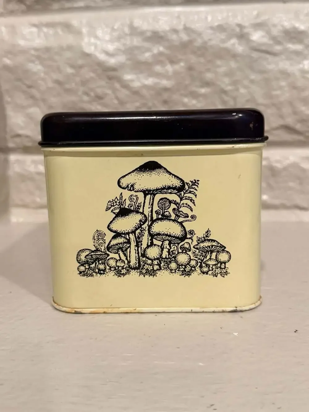 Vintage Mid-Century Retro Mushroom Tin Storage Canister